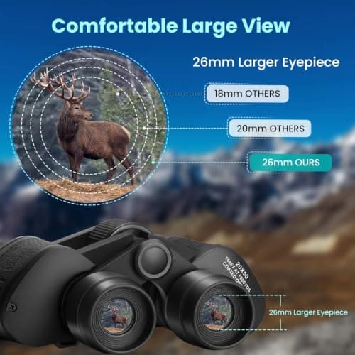 20x50 High Powered Binoculars for Adults, Waterproof Binoculars with Low Light Vision Easy Focus for Bird Watching Hunting Travel Stargazing Cruise with Carrying Bag view 3