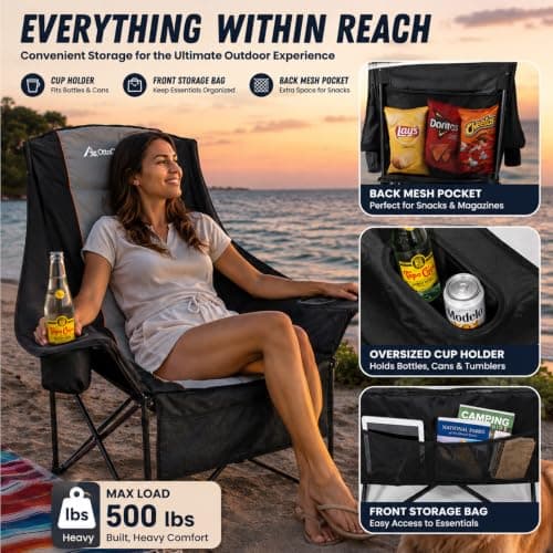 Oversized Camping Chair, Padded Camping Chairs for Adults view 2