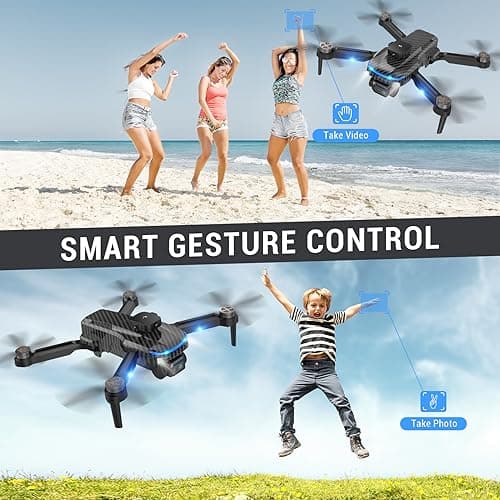4K Drones with Camera for Kids,Drones for Adults withEmergency Stop, Headless Mode, 360° Flips, CarryingCase & 2 Batteries,Wireless RC Toys for Boys Girls(Black) view 5