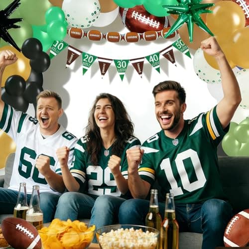 Football Party Balloon Decorations Set,Football-themed Supplies for Indoor/Outdoor Super Bowl & Playoffs Celebration, Football Birthday Decorations graduation for Boys, Mens view 3
