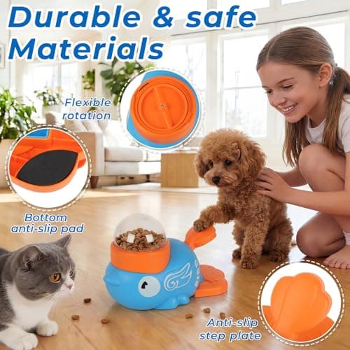ANXUYIXIN 2-in-1 Duck Shaped Interactive Dog Toy Food Puzzle Slow Feeder (White/Blue Duck Shaped with Button), cat Snack Dispenser, Reduces Bloating in Small Animals, Dog Puzzle Feeder view 6