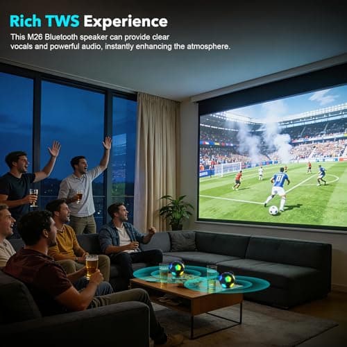 RZLCCL Soccer Ball Shaped Speaker, Portable Wireless Speaker with LED Light, IPX6 Waterproof, 5W Stereo, TWS Pairing, Suitable for Outdoor Travel Speakers for Sports Fans - Black view 3