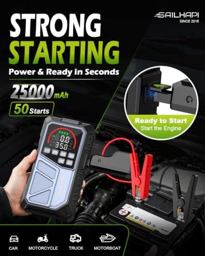SAILHAPI Jump Starter with Air Compressor, Save Time & Money on the Road, Cool Car Accessories for Men view 3