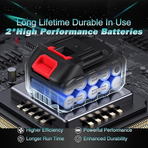 Handheld Electric Cordless Leaf Blower, 450,000RPM High-Speed Motor Jet Fan Air Blower with 2 Battery Operated & Charger, Lightweight Leaf Blower for Patio Cleaning, Lawn Care, Blowing Leaves and Dust view 5