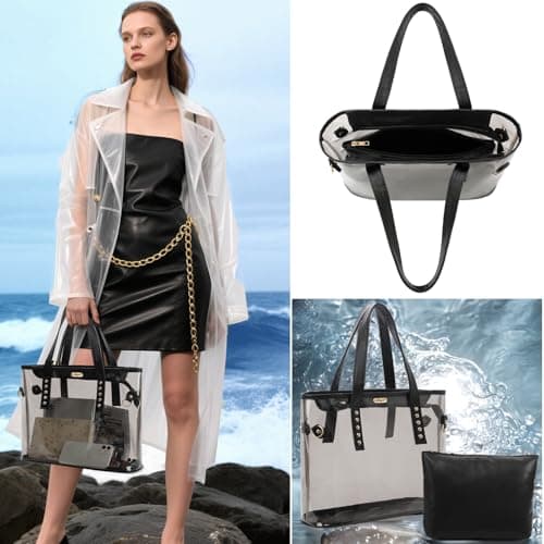 Abuyall Clear Tote Bags Transparent Purse Handbag for Women Shoulder bag Waterproof large Beach Bag view 2