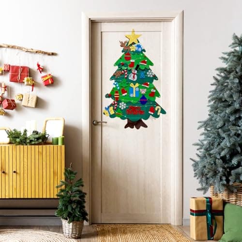 Felt Christmas Tree for Kids, Festwarm 3.2ft DIY Xmas Tree for Toddlers Wall Hanging, Felt Tree with 32 pcs Ornaments Christmas Decoration for Children view 5
