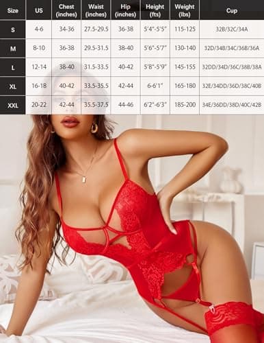 Avidlove Lingerie for Women Lace Corset and Panty Sets Garter Lingerie Teddy view 5