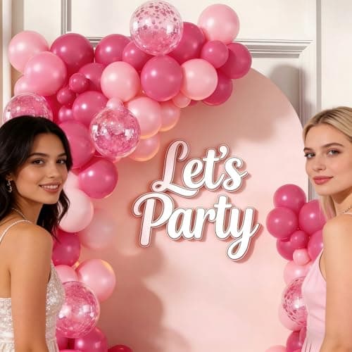 Rose Red Pink Balloon Arch Garland Kit, 143 Pcs Hot Pink Confetti Rose Red Balloons for Women Girls Valentine's Day Mother's Day Wedding Engagement Anniversary Party Decoration Supplies view 4