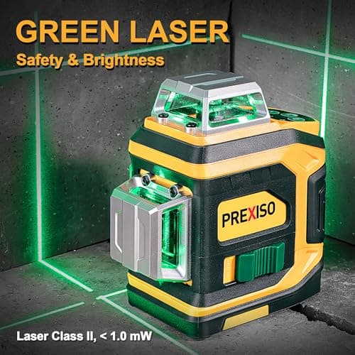 PREXISO Rechargeable 360° Self Leveling Green Laser Level with Tripod, Magnetic Base, Glasses - For Construction, Tile, Home Renovation view 2