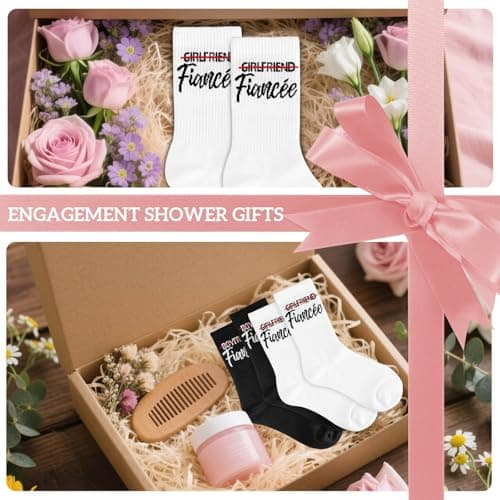 ZVUZVO Engagement Wedding Gifts for Couples Newlywed, Fiancee And Fiance Gifts For Women Men, Fiance And Fiancee Socks view 6