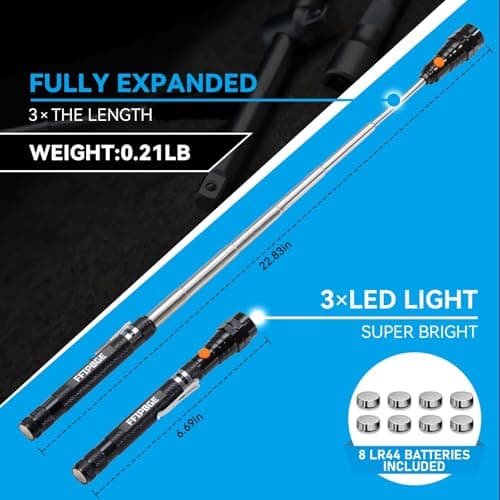 Telescoping Magnet Pickup Tool with 3 LED Magnetic Flashlight, Gifts for Men, Him, Adults, Cool Gadgets Birthday Gifts for Men, Dad, Husband, Boyfriend view 3