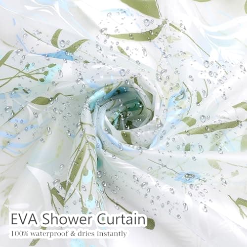 YAKUNCL EVA Waterproof Shower Curtain Liner - Matte Clear & Frosted Design with 12 Hooks, Soft Touch, Privacy & Light Transparency, Ideal for Bathroom Decor (Fragrant Grass, 72" x 72") view 6