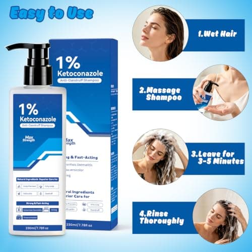 1% Ketoconazole Anti-Dandruff Shampoo for Flaking & Itchy Scalp, 7.78Fl Oz | Deep Cleansing Care, Targets the Root Cause of Dandruff, Suitable for Men & Women view 3