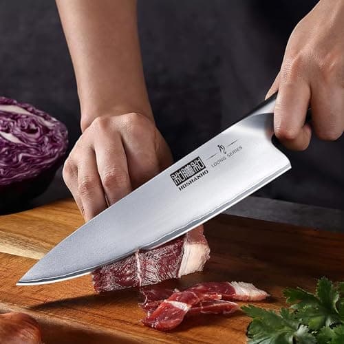 HOSHANHO Kitchen Knife Set with Block, 14PCS Ultra Sharp Knife Block Set | Professional Japanese High Carbon Stainless Steel Chef Knives Set with Sharpener in Knife Drawer Organizer, Ergonomic Handle view 4