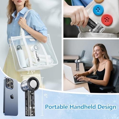 DONGULI 8000mAh Portable Handheld Turbo Fan, Speed(1-100) Adjustable Mini Fans Rechargeable Personal Fan with Ice Compress for Travel Vacation Camping view 6