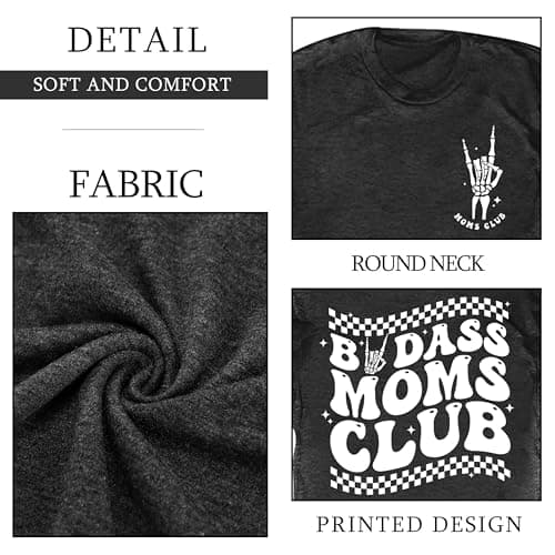 Ithalt Womens Mama Shirt Mom Life Shirts Skeleton Mother Printed T-Shirt Rock and Roll Short Sleeve Tops view 6