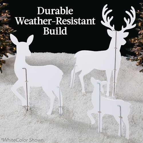 Best Choice Products 3-Piece 46in 2D Deer Family Silhouette Set, Outdoor PVC Christmas Yard Decoration w/Buck, Doe, Fawn, Weather Resistant - Black view 4