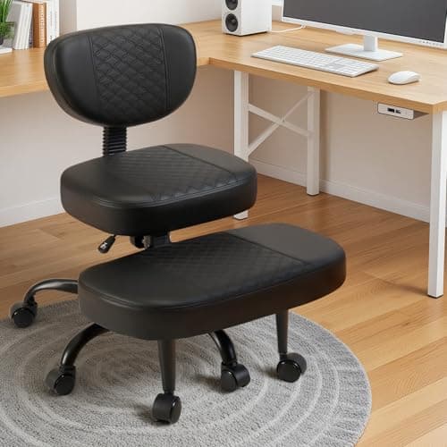 Avocahom Ergonomic Cross Legged Office Chair with Wheels, Criss Cross Desk Chair with Leg Rest, Meditation Chair Yoga Kneeling Chair, Adjustable ADHD Chair Black — image 1
