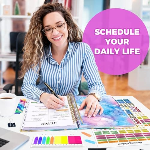 Planner 2026-2027, 18 Month Weekly and Monthly Planner, Jan. 2026 - Jun. 2027, 9" x 11.6" Hardcover Calendar Planner with Page Tabs, Separator Page, Inner Pocket, Bookmark, Stickers, Sticky Note Set view 4