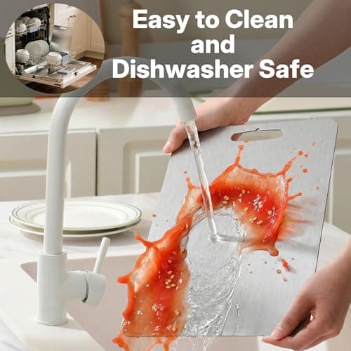 Coufonk Titanium Cutting Board Set of 3, Kitchen Chopping Boards Dishwasher Safe, Pure Ti Metal Material Cut Board Nonslip Double Sided for Houseware Outdoor Large+Medium+Small view 4