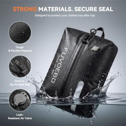 Vacuum Seal Bags for Travel with Pump, 21L Compression Packing Bags, 3 Pack 3 reusable 21L vacuum compression bags with cordless pump for carry-on suitcases, travel backpacks, packing and storage. view 5