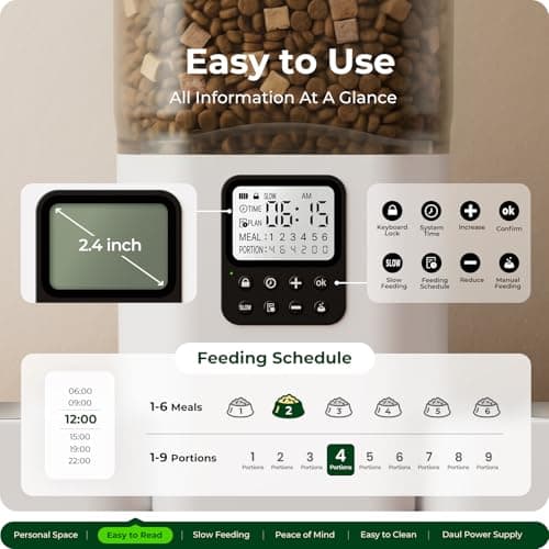 Frienhund Timed Automatic Cat Feeder 2 Cats with Slow Feed: Dual Automatic Dog Feeder with Information Visualization, Programmable Auto Cat Food Dispenser for Multiple Pets,Detachable for Clean-29 Cup view 3