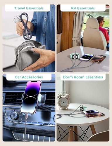 2026 Travel Essentials,3 in 2 USB C Cable for Apple Watch Charger,iPhone Charger,Multi Charging Cable,Cruise Vacation Camping Essentials for iWatch Series 11-2/Ultra,iPhone 17-12,Car,Sony PSP Cables view 4