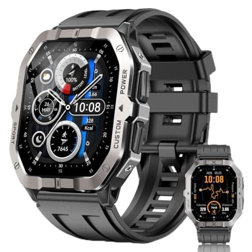 Military Smart Watches for Men,2.02'' Watches for Men Built-in GPS | Sturdy and Durable Tactical Smart Watch for Android and iPhone/115+ Sport Modes/Sleep Monitor/Heart Rate Monitor/Waterproof — image 1