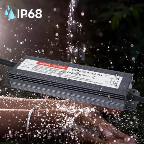 Hanbaak LED Driver 60 Watts, IP67 Waterproof Power Supply, Low Voltage Electronic Transformer, 110V-250V AC to 12V DC, 12V Constant Voltage LED Power Supply for LED Light Strip view 4