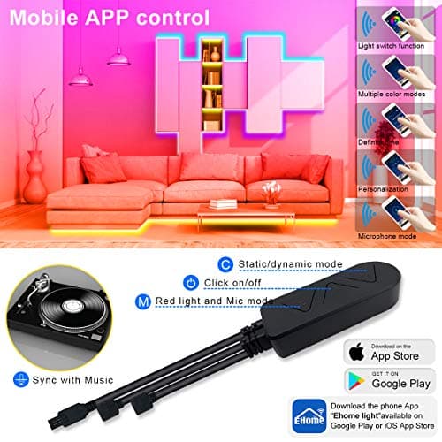 APSPOW LED Strip Lights - 65.6FT Music Sync Color Changing with Remote, Bluetooth, 5050 LED Strip Lights for Bedroom, Home Party and Decoration view 2