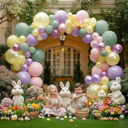 Green Pink Balloon Arch Kit Double Stuffed Light Pastel Lavender Yellow Pearl Balloon Garland for Baby Shower Birthday Spring Wildflower Fairy Garden Tea Butterfly Party Decorations view 7