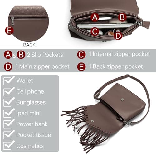 Goinsound Small Crossbody Bags for Women Boho Fringe Crossbody Purse With Studs Cowboy Chic Western Purses view 4