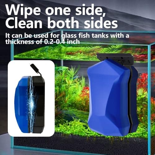 Magnetic Fish Tank Glass Cleaner, Dual-Blades Algae Scraper Glass Cleaner Scrubber with 2 Detachable Scrapers, Double Side Floating Magnetic Brush for 0.4-0.6 Inch Thick Glass Aquariums Tank, Size M view 2