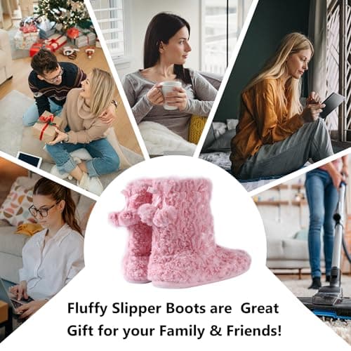 Home Slipper Women's Soft Fleece Plush Warm Indoor House Slipper Boots Shoes view 5