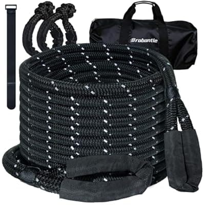 Kinetic Recovery Tow Rope 5/8" x 20ft, 38000lbs Snatch Strap,Heavy Duty Stretch Nylon Towing Ropes with 2pcs Soft Shackles for Offroad Vehicle,Jeep, SUV, ATV, UTV