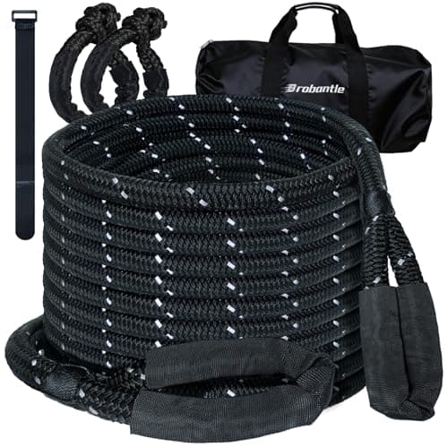 Kinetic Recovery Tow Rope 5/8" x 20ft, 38000lbs Snatch Strap,Heavy Duty Stretch Nylon Towing Ropes with 2pcs Soft Shackles for Offroad Vehicle,Jeep, SUV, ATV, UTV — image 1