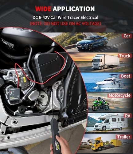 EM415Pro Wire Tracer Electrical Automotive Open & Short Finder, VEHLIVE 6-42V DC Circuit Tester Automotive Circuit Breaker Finder Fault Probe Wire Tracker Electrical Cable Tracer for Car, Boat,Trailer view 6