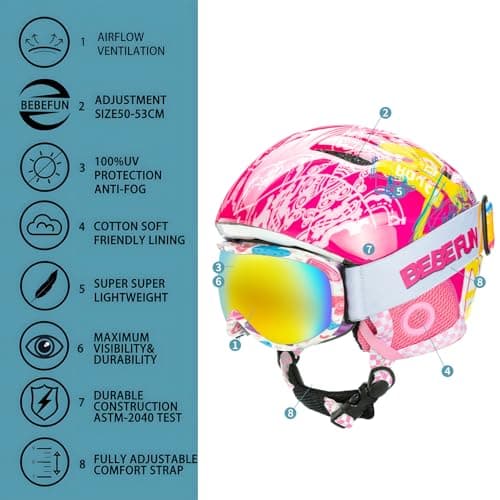 Toddler Ski Snowboarding Helmet with Goggles Small Size Age 2-6Y view 4