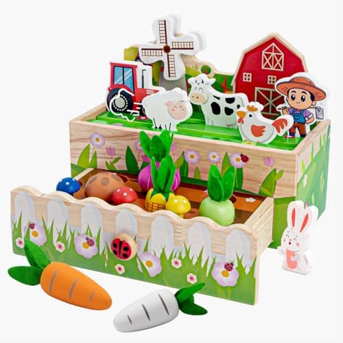 Montessori Toys for 1-3 Year Old | Wooden Animal Farm Toddler Toys | Shape Sorting Educational Learning Fine Motor Skills | 1st First Birthday Gifts Easter for Girl&Boy