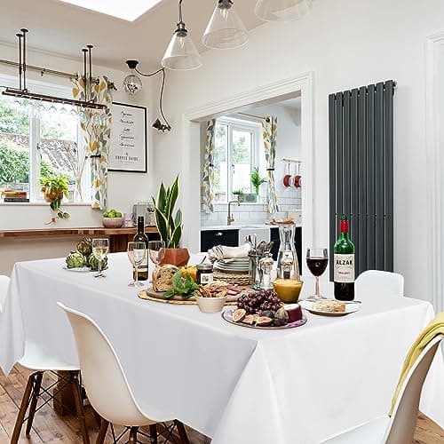 sancua 6 Pack White Tablecloth 60 x 84 Inch, Rectangle Table Cloth for 4ft Tables - Stain and Wrinkle Resistant Washable Polyester Table Cover for Dining Wedding Banquet Party Buffet Restaurant view 2