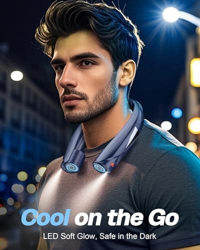 Laimiod Portable Neck Fan - with LED Book Light, 6-20 Hrs Long Battery, 6-Speed Adjustable, USB-C Rechargeable, Ultra Quiet, Hands-Free Personal Cooling for Men Women Outdoor Indoor view 3