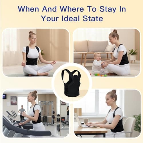 Winvote Posture Corrector Back Brace for Women and Men with Lumbar Support Adjustable Y-Shaped Shoulder Brace Breathable Mesh Black Size L view 6