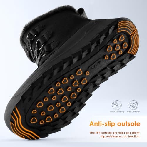 Winter Snow Boots for Women Faux Fur Collar Ankle Booties Warm Microfleece Lining with Anti-Slip Rubber Sole Walking Outdoor view 6
