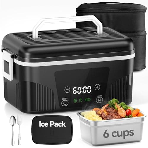 DOLOPL Cordless Electric Lunch Box for Adults, Portable Rechargeable Heated Lunch Box with Scheduled Heating, 6-Cup Leak-Proof Design, Bonus Ice Pack & Insulated Bag for Work, Travel, Office — image 1