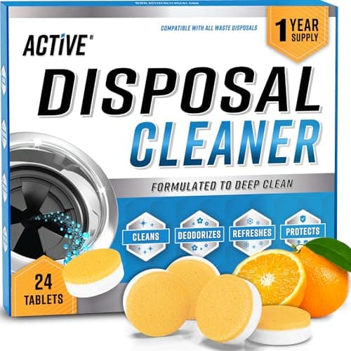 Garbage Disposal Cleaner Deodorizer Tablets - 24 Pack, New Powerful XL Foaming Tablet - Fresh Citrus Foam Sink Garburator Disposer Freshener, Natural Kitchen Drain Cleaning Care - 1 Year Supply view 1