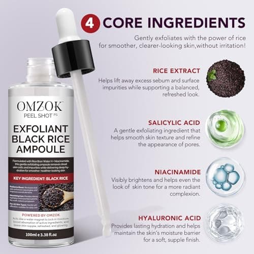 Peel Shot Glow Rice Ampoule Duo | Black Rice Exfoliant Face and Pore Cleaner with Hyaluronic Acid & Rice Extract Serum | Facial Pore Exfoliator, Peelshot Blackhead Dead Skin Remover for Face (100ml) view 4