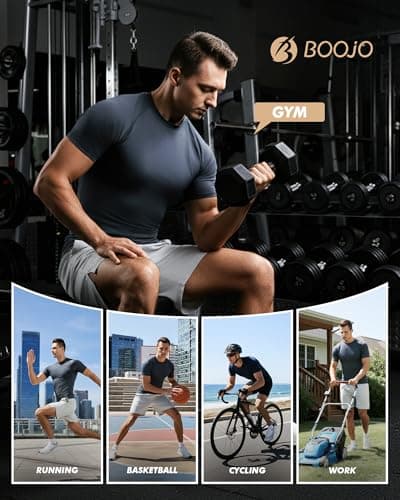 5 Pack Short Sleeve Compression Shirt Men - Workout Quick Dry Base Layer Shirts Moisture Wicking Top for Gym Athletic view 5