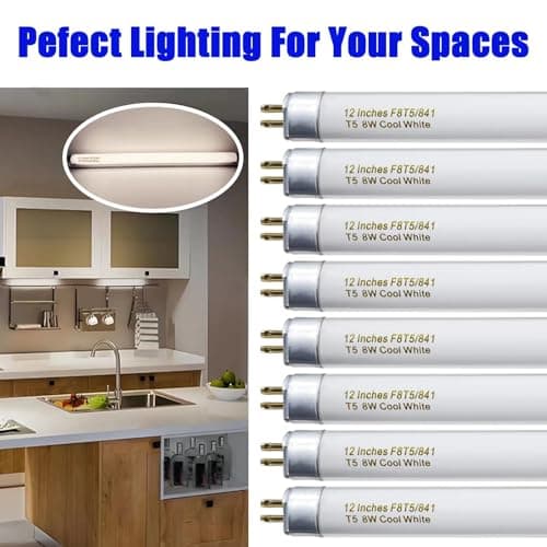 Konideke 8 Pack F8T5/CW Fluorescent Bulbs, T5 12 inch 8 Watts Under Cabinet Light Bulb Cool White, G5 Mini Bi 420 Lumen view 5
