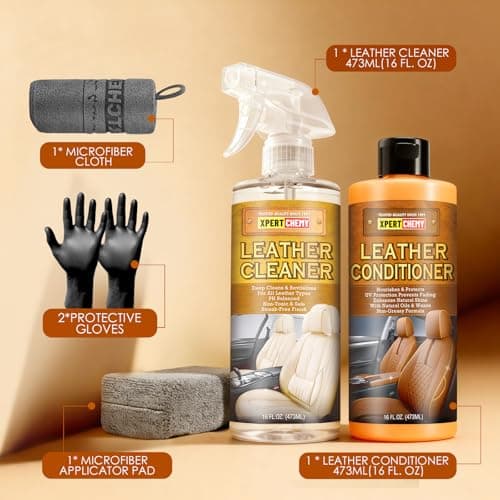 XPERTCHEMY Leather Cleaner and Conditioner Kit, Leather Care for Car Seats, Furniture, Couches, Boots, Bags & More, Safe for Any Color, 2 x 16oz view 6