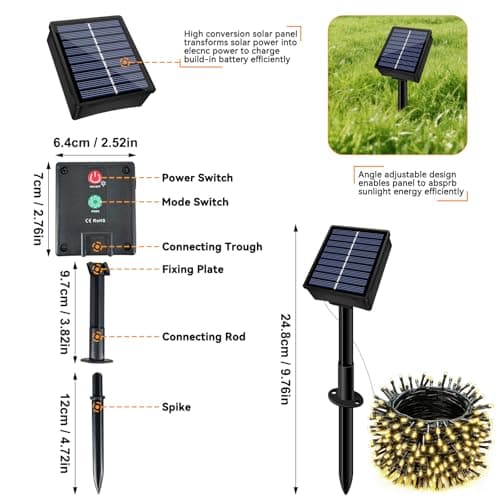 Solar String Lights Outdoor Waterproof 2 Pack Total 66ft 200LED Warm White view 3